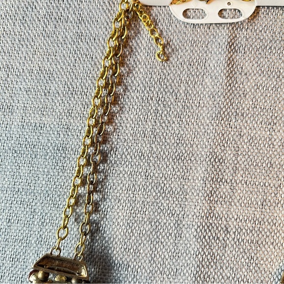 Egyptian Revival Bib Collar Necklace Opaque Brown Colour Stone Pin Cushion - Picture 6 of 10